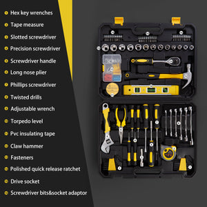 Uarter 108-Piece Tool Set: Versatile General Household and Auto Repair Kit, Inclusive of a Durable Plastic Toolbox Storage Case