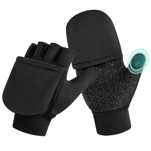 Kids Winter Fingerless Gloves Mittens : Thermal Touch Screen Convertible Windproof Mitten Boys Girls Non - Slip Cold Weather Cycling Glove for Sport Bike Running Riding