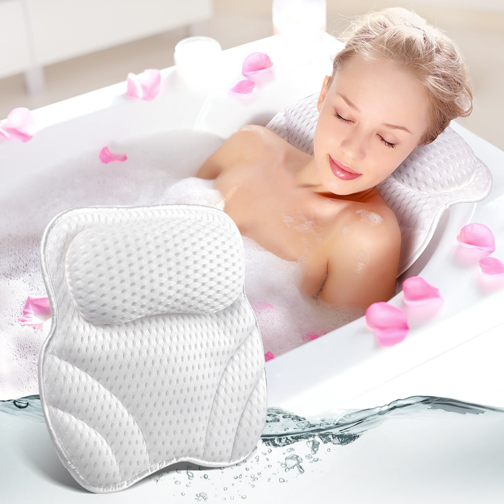 Uarter Bath Pillows Tub Pillows Bath Back Cushion Spa Tub Pillow for Women & Men Bathtub Spa Pillow for Head Neck Back - White