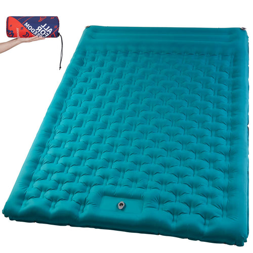 Double Self-Inflating Sleeping Pad:75 *51*5 Inch Camping Mattress Pad with Pillow & Foot Pump Portable Sleeping Mat Lightweight Camping Pad for Tent Backpacking Hiking Outdoor Traveling