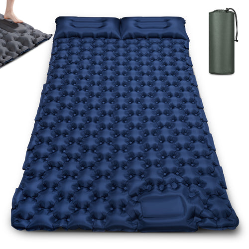 Uarter Double Inflatable Sleeping Pad 77*47 In Camping Pad with Pillow Camping Mattress for Backpacking, Hiking, and Traveling, Blue