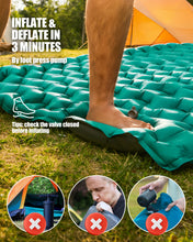 Load image into Gallery viewer, Uarter Double Sleeping Pat, 77*54 Inch Waterproof Inflatable Camping Pad for Backpacking, Hiking, Traveling, Blue