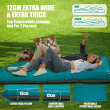 Load image into Gallery viewer, Double Self-Inflating Sleeping Pad:75 *51*5 Inch Camping Mattress Pad with Pillow &amp; Foot Pump Portable Sleeping Mat Lightweight Camping Pad for Tent Backpacking Hiking Outdoor Traveling