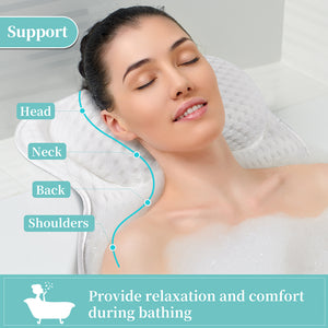Uarter Bath Pillows Tub Pillows Bath Back Cushion Spa Tub Pillow for Women & Men Bathtub Spa Pillow for Head Neck Back - White