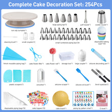 Load image into Gallery viewer, Uarter 254 Pcs Cake Decorating Supplies Cake Decorating Kit Cake Baking Set with Turntable, Stainless Steel Piping Tips, Scraper, Spatula, Baking Supplies,Decorating Tools, Baking Tools