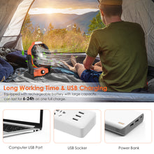 Load image into Gallery viewer, Uarter Camping Fans for Tent 10 inch Stepless USB Rechargeable Fan 5000mAh Battery with Outdoor LED Light, 270° Rotation, for Office,Bedroom,Outdoor