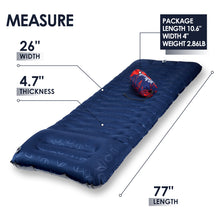 Load image into Gallery viewer, Uarter Inflatable Sleeping Pad , 77*26 In Camping Mat, Camping Mattress for Backpacking, Hiking, Traveling,Blue
