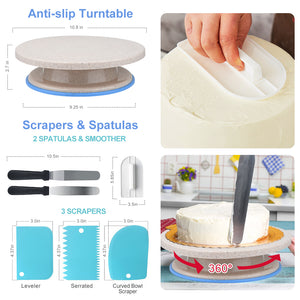 Uarter 254 Pcs Cake Decorating Supplies Cake Decorating Kit Cake Baking Set with Turntable, Stainless Steel Piping Tips, Scraper, Spatula, Baking Supplies,Decorating Tools, Baking Tools