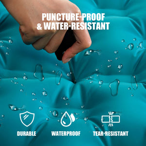 Double Self-Inflating Sleeping Pad:75 *51*5 Inch Camping Mattress Pad with Pillow & Foot Pump Portable Sleeping Mat Lightweight Camping Pad for Tent Backpacking Hiking Outdoor Traveling