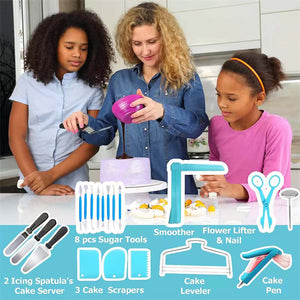 Uarter Cake Decorating Kit Supplies 512 Pcs with Cake Turntable Icing Tips Piping Bags Spatulas Decoration Pen, Flower Nails