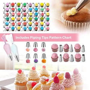 Uarter 358PCS Cake Decorating Kit Supplies With 62 Icing Piping Tips, 100 Muffin Paper Cups, 100 Disposable Piping Bags, 50 Cake Toppers and More Accessories