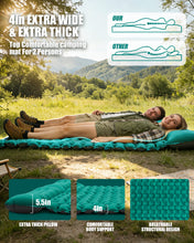 Load image into Gallery viewer, Uarter Double Sleeping Pat, 77*54 Inch Waterproof Inflatable Camping Pad for Backpacking, Hiking, Traveling, Blue