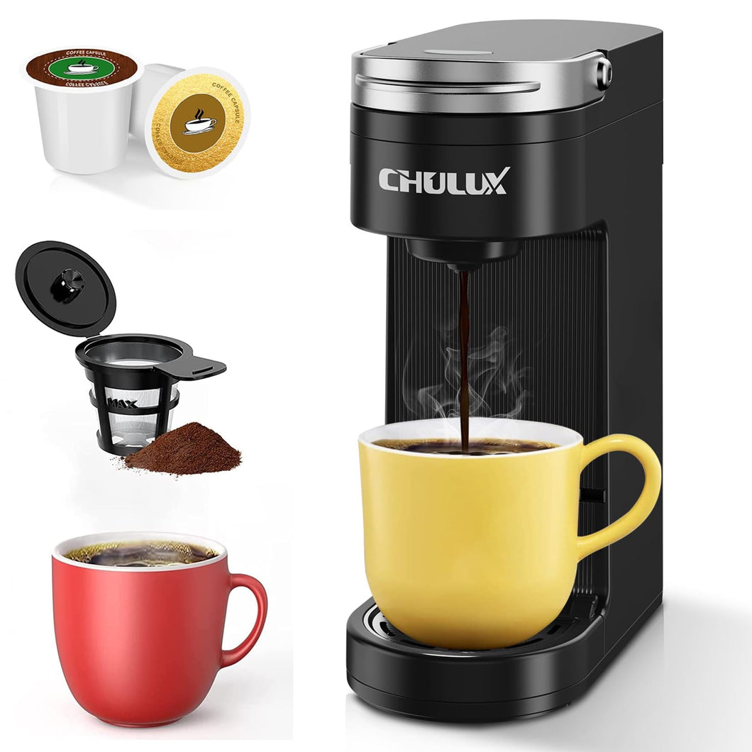 Uarter Single Serve Coffee Maker for K Cup &, Ground Coffee, Coffee Maker With Bold Brew, 5 to 12 oz Fits Travel Mug