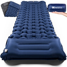 Load image into Gallery viewer, Uarter Self-Inflating Sleeping Pad: 79 x 28 inch Camping Mat with Pillow &amp; Footpump Compact Camping Air Mattress for Hiking Traveling, Navy Blue