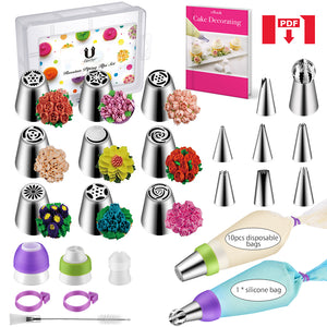 Uarter Cake Decorating Supplies Kit Set of 34 Stainless Steel Russian Piping Tips Set