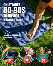 Load image into Gallery viewer, Uarter Self-Inflating Sleeping Pad: 79 x 28 inch Camping Mat with Pillow &amp; Footpump Compact Camping Air Mattress for Hiking Traveling, Navy Blue