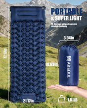 Load image into Gallery viewer, Uarter Self-Inflating Sleeping Pad: 79 x 28 inch Camping Mat with Pillow &amp; Footpump Compact Camping Air Mattress for Hiking Traveling, Navy Blue