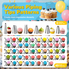 Load image into Gallery viewer, Uarter 164PCS Dessert Decorating Syringe Set, Stainless Steel Frosting &amp; Icing Piping Kit with 6 Tips and 9 Silicone Cupcakes,3 Cream Scraper for Cake Decorating Tools Cupcake Decorating Kit,Blue