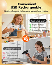 Load image into Gallery viewer, Uarter Hot Glue Gun Cordless Full Size 2600mAh USB Rechargeable LED Digital Hot Melt Glue Tool with Stand