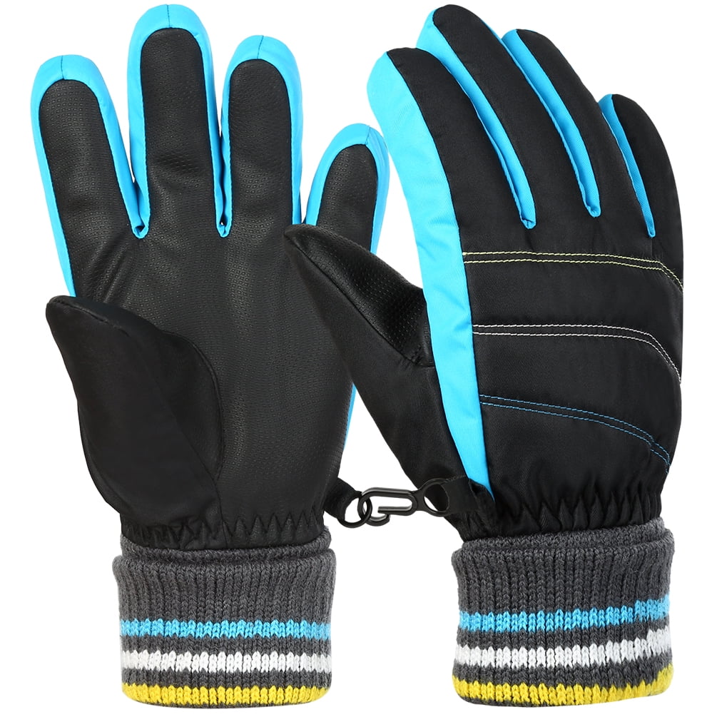 Vbiger Kids Ski Gloves Warm Winter Gloves Cold Weather Gloves Tear-resistant Outdoor Sports Gloves Anti-slip Skating Gloves, Suitable for 6-8 Years Boys and Girls, Blue