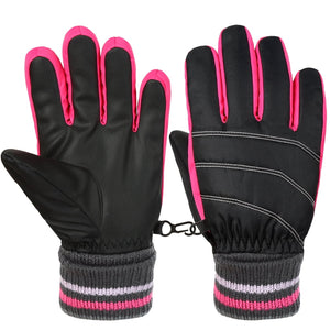 Vbiger Kids Ski Gloves Warm Winter Gloves Kids Waterproof Windproof Thermal Fleece Anti Slip Mittens with Grip for Skiing Cycling & Snowboarding Suitable for 10-12 Years Boys and Girls, Pink