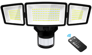 Uarter LED Motion Sensor Flood Lights for Outside Enhanced Home Security, 6000LM 24W, Black