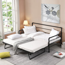 Load image into Gallery viewer, Twin Size Daybed Frames  with Adjustable Trundle Loft Bed Twin,Pop-up Trundle for Family Bedroom,Office,Black