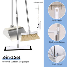 Load image into Gallery viewer, Broom and Dustpan Set - Dust Pan Broom Squeegee Foldable Standing Set with Dustpan Combo for Home Office