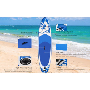 Paddle Board: 10' x 30'' x 6'' Inflatable Stand Up Paddle Board Ultra-Light SUP Non-Slip Deck SUP Accessories - Adjustable Paddle | Removable Fin | Leash | Hand Pump & Backpack