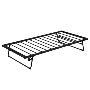 Twin Size Daybed Frames  with Adjustable Trundle Loft Bed Twin,Pop-up Trundle for Family Bedroom,Office,Black