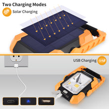 Load image into Gallery viewer, Rechargeable Portable LED Work Light, Solar Work Lights 4400 mAh,Waterproof Outdoor COB Flood Light with Magnetic Hanging Hook,30W 1000LM for Car,Repairing,Camping,Hiking,Fishing
