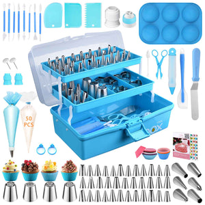 236 Pcs Cake Decorating Kit: Piping Bags & Tips Set with 42 Icing Tips/4 Russian Tips/Frosting Bags/Chocolate Bomb Mold - Cupcake Accessories Supplies Kit with Storage Tool box for Cookie Fondant