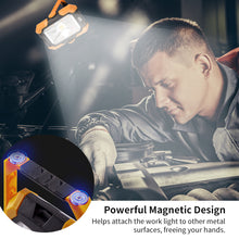 Load image into Gallery viewer, Rechargeable Portable LED Work Light, Solar Work Lights 4400 mAh,Waterproof Outdoor COB Flood Light with Magnetic Hanging Hook,30W 1000LM for Car,Repairing,Camping,Hiking,Fishing