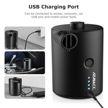 Load image into Gallery viewer, Uarter Rechargeable Air Pump, Quick-Fill Electric Air Pump, 250L/min. Air Flow, 3 Nozzles, Portable Air Pump for Inflatable Air Mattress, Toys, Inflatable Pillows, Swimming Laps