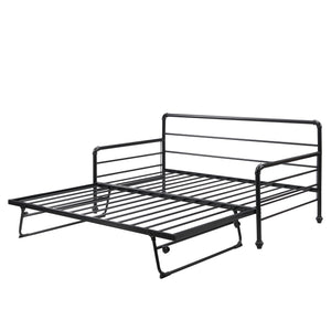 Twin Size Daybed Frames  with Adjustable Trundle Loft Bed Twin,Pop-up Trundle for Family Bedroom,Office,Black