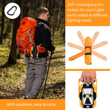 Load image into Gallery viewer, Rechargeable Portable LED Work Light, Solar Work Lights 4400 mAh,Waterproof Outdoor COB Flood Light with Magnetic Hanging Hook,30W 1000LM for Car,Repairing,Camping,Hiking,Fishing